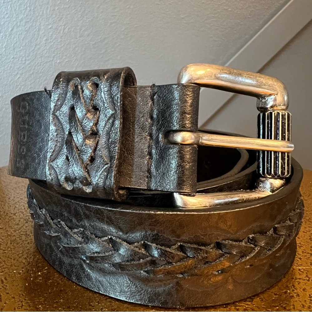 Guess Vintage Y2K Belt Black Genuine Leather Women's Large